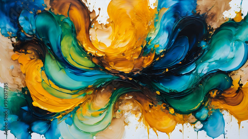 waves painted in oil. abstract wavy background	