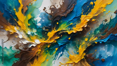 waves painted in oil. abstract wavy background	