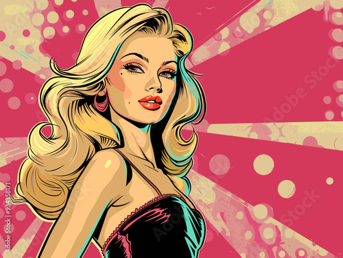 Retro woman in pin-up style. Pop art vector illustration