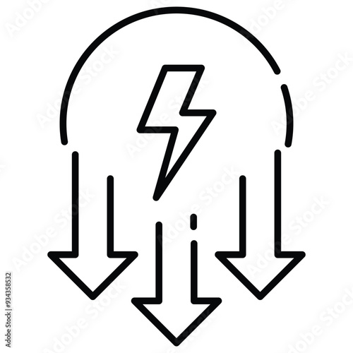 Less Power Consumption Icon Design. Representing Energy Efficiency. Green IT. Sustainable Hosting. Eco-Friendly Technology. Vector icon.