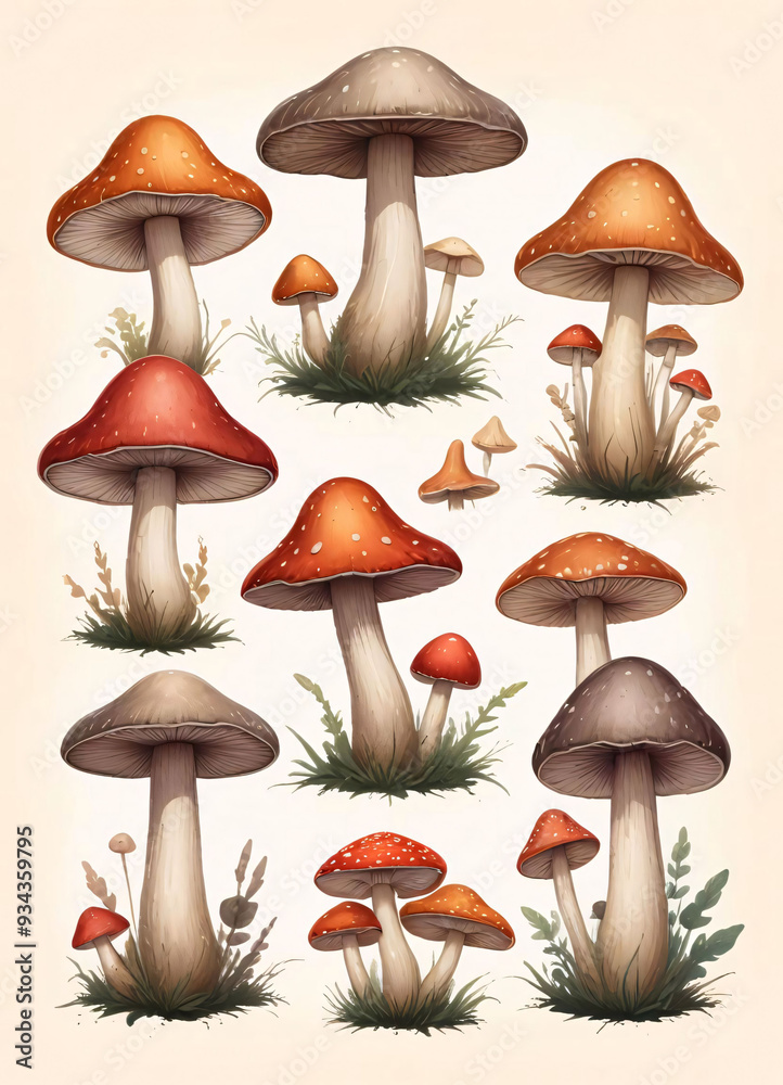 Various mushroom illustrations encyclopedia Various mushroom illustrations encyclopedia