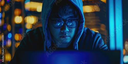 Targeted hacker employing malicious software to unlawfully obtain information. photo