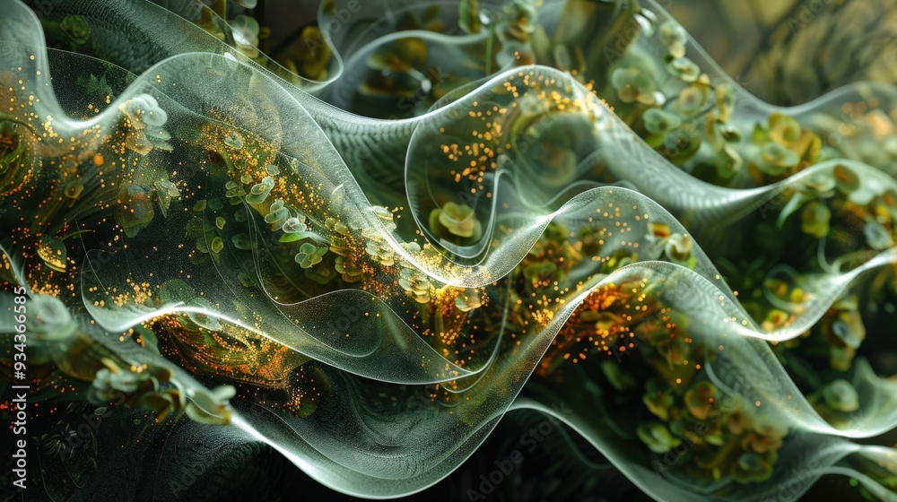 Obraz premium Generate an abstract backdrop that combines natural botanical patterns with advanced technological elements, creating a thought-provoking and unique visual fusion