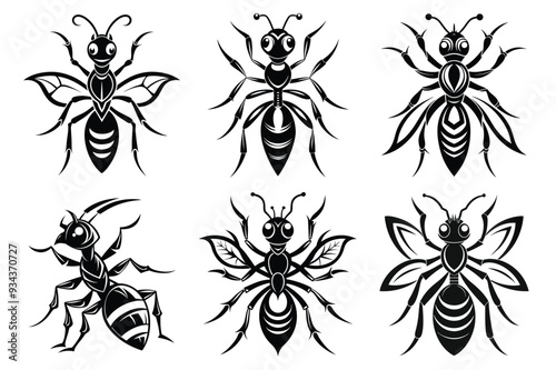 Ant tattoo vector art and graphic vector black silhouette