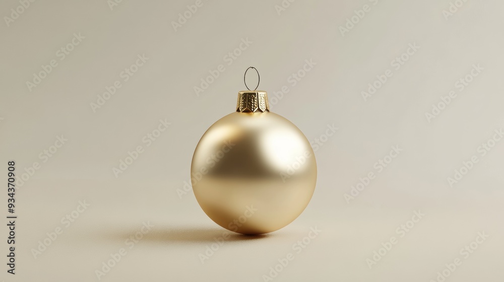 A gold ornament is sitting on a white background A gold ornament is sitting on a white background