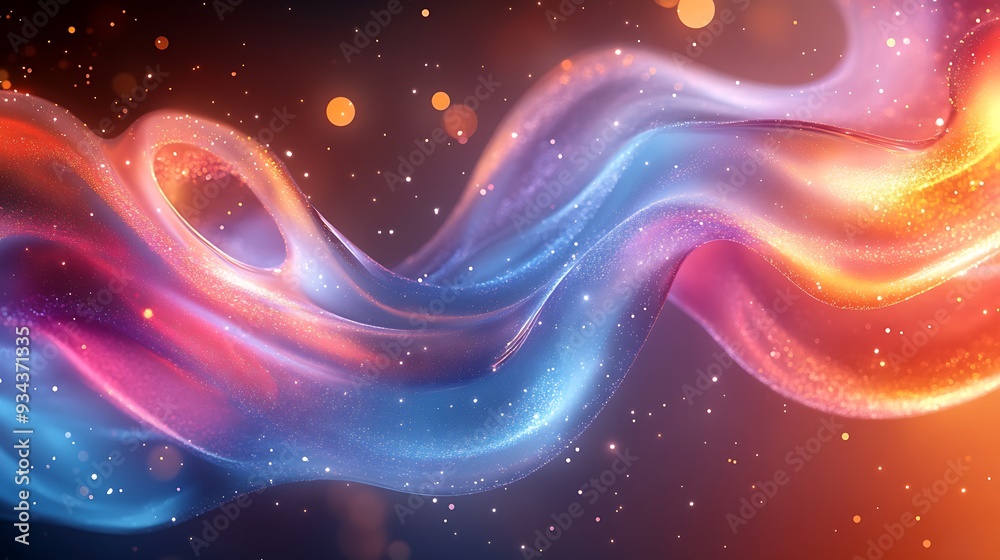 Abstract wave of light with red, blue and orange colors on dark background. Abstract wave of light with red, blue and orange colors on dark background.