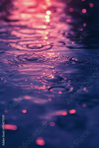 Beautiful sunset reflections on calm ocean waves at twilight