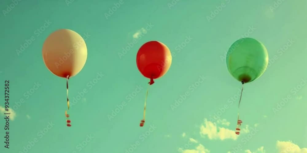 red and green balloons on a blue background with colorful lights HD resolution with hyper realistic 4K footage video Background.