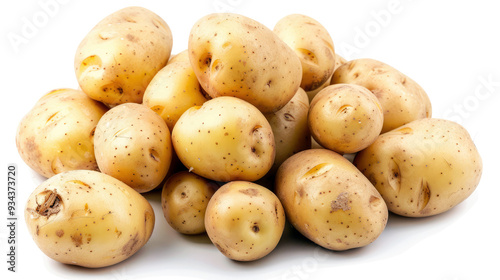 A pile of potatoes on a white background photo