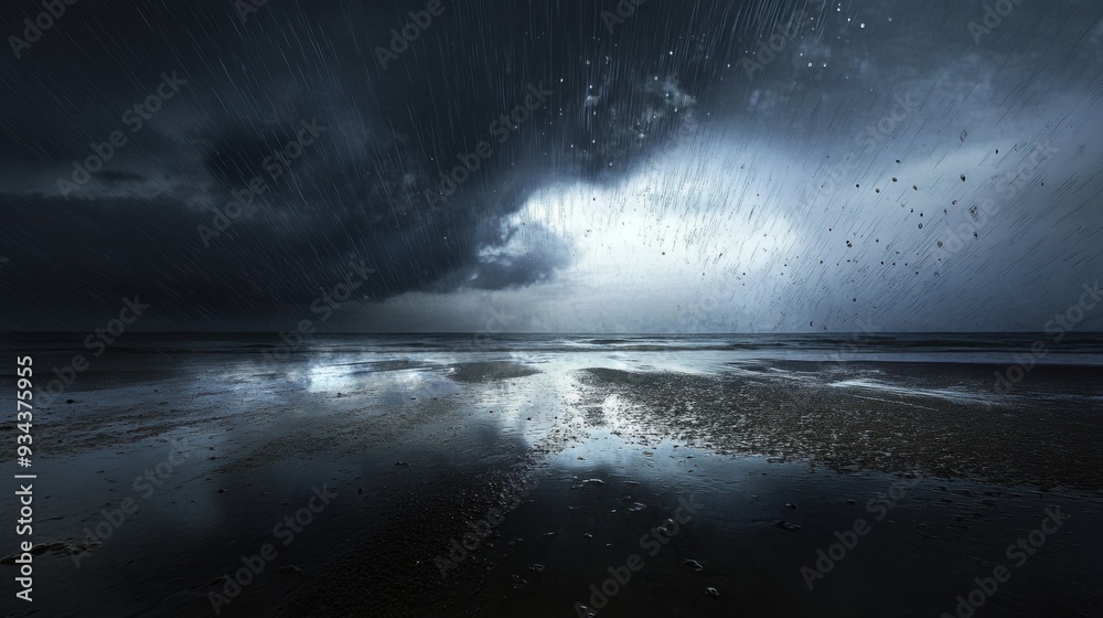 A storm clouds are seen over a beach with water, AI A storm clouds are seen over a beach with water, AI