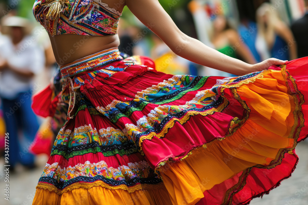 Vibrant Traditional Dance in Colorful Folk Costume Vibrant Traditional Dance in Colorful Folk Costume