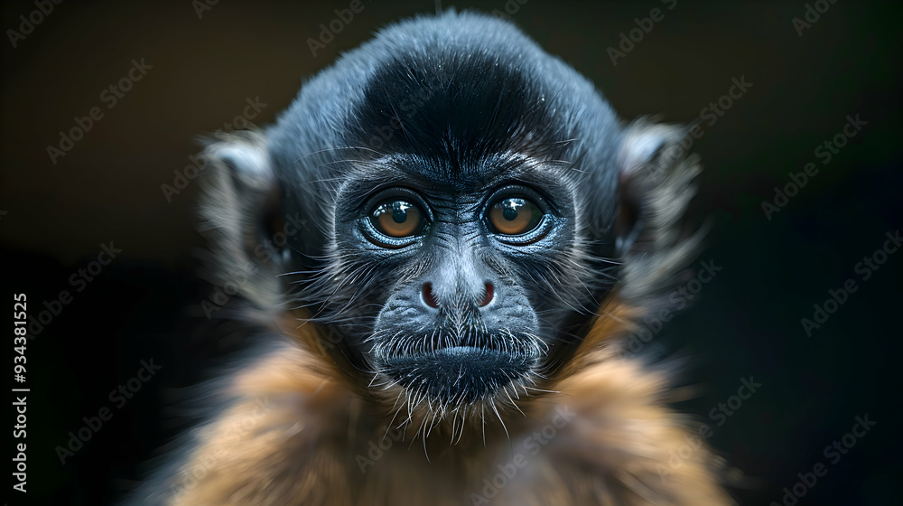 Amazon Common Woolly Monkey sitting on a branch, its expressive face and fur details visible Amazon Common Woolly Monkey sitting on a branch, its expressive face and fur details visible