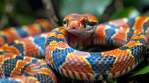 Amazon Coral Snake slithering through the underbrush, its colorful scales visible