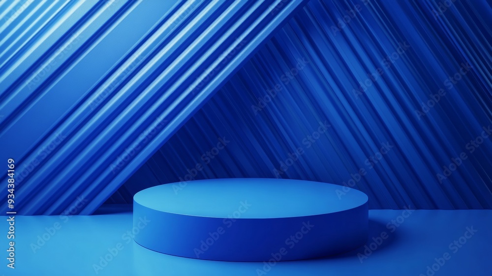 A blue sculpture of a round podium with a blue background A blue sculpture of a round podium with a blue background