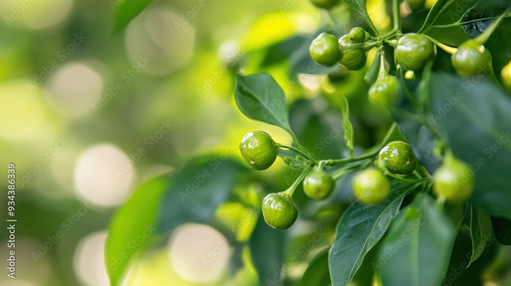 Green Pepper Berries on a Branch Green Pepper Berries on a Branch