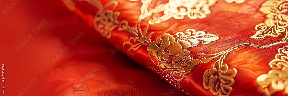 Exquisite gold patterns on a red envelope, symbolic of Asian New Year, weddings, birthdays. Exquisite gold patterns on a red envelope, symbolic of Asian New Year, weddings, birthdays.