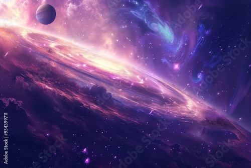 Purple Nebula and Glowing Planet