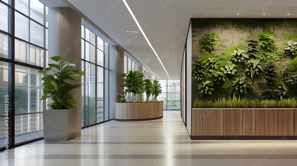 A futuristic office lobby with sleek, metallic walls and a holographic receptionist greeting guests. A futuristic office lobby with sleek, metallic walls and a holographic receptionist greeting guests.