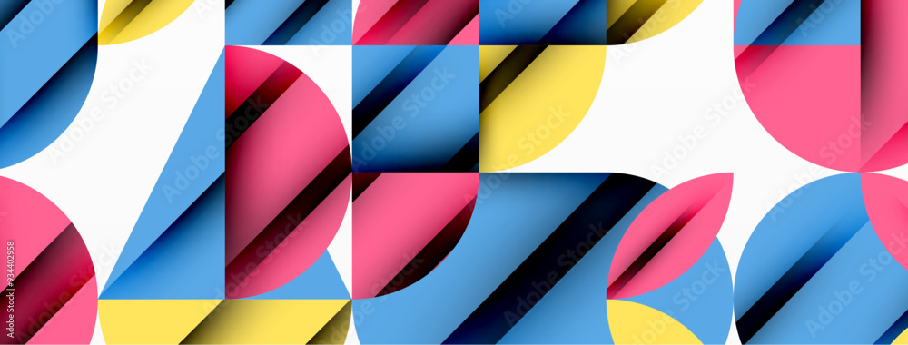 Circle, square and flower petal geometric background. Round shapes composition for wallpaper, banner, background or landing Circle, square and flower petal geometric background. Round shapes composition for wallpaper, banner, background or landing
