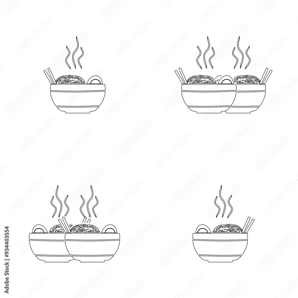 line art illustration of a bowl of hot noodles for seamless pattern line art illustration of a bowl of hot noodles for seamless pattern