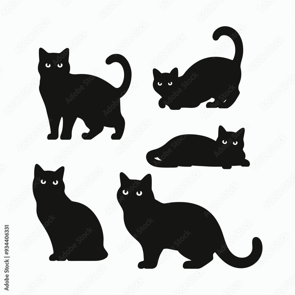 British Shorthair silhouette vector template cat illustration