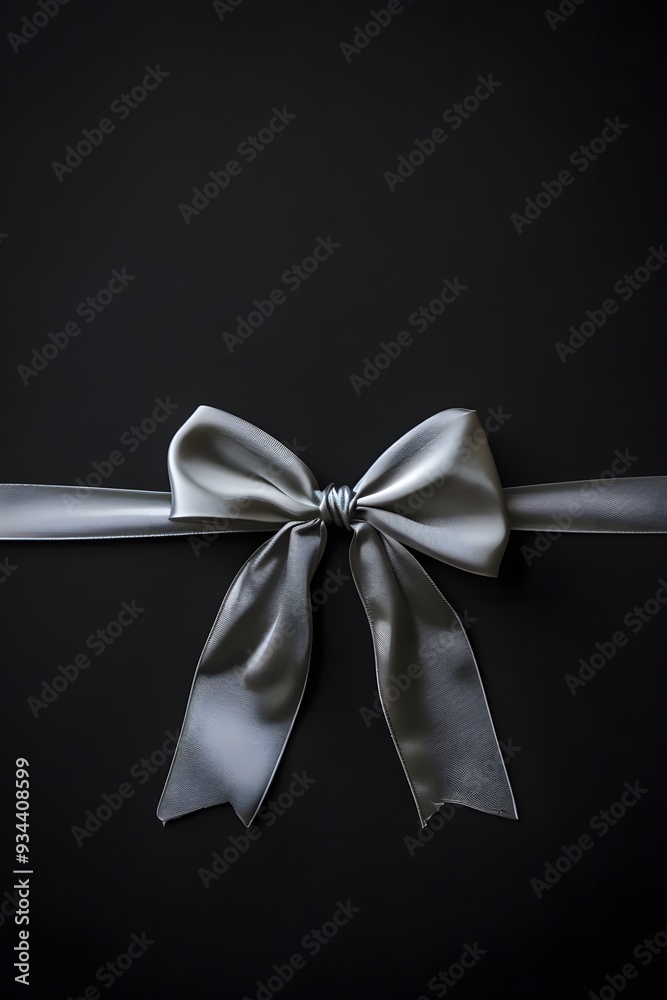 A single silver bow against a simple dark background AI generated illustration A single silver bow against a simple dark background AI generated illustration