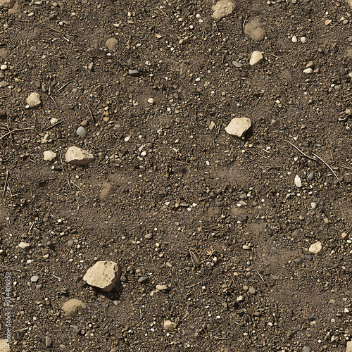 seamless dirt ground texture tile top view stones gravel natural drity brown floor for surface mapping architecture game design 2d flat photo