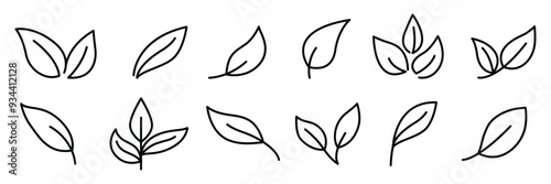 Set of Leaves of trees icons collection. green trees leaf Elements. vector Illustration.