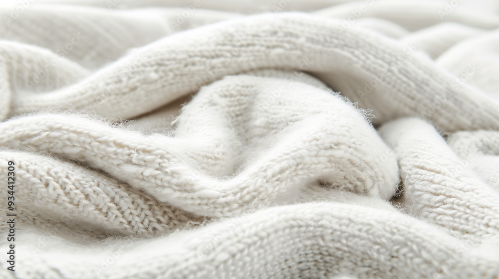 White wool knitted fabric in stockinette stitch White wool knitted fabric in stockinette stitch