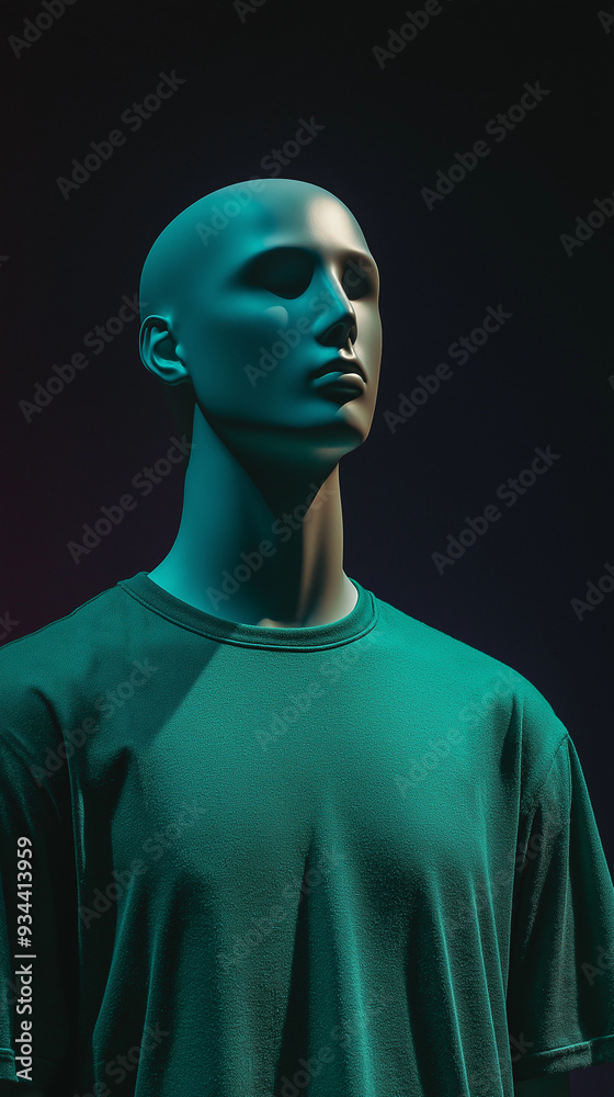 Green T-Shirt on Mannequin with Plum Background Green T-Shirt on Mannequin with Plum Background