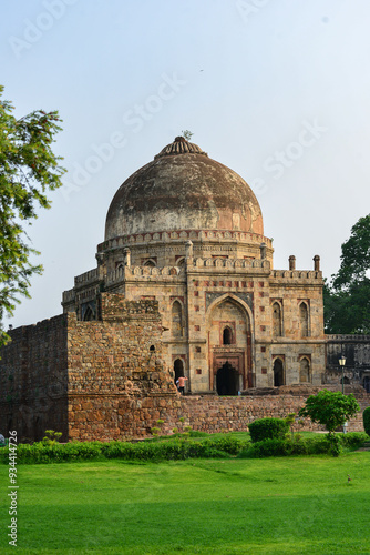 Lodhi Gardens - New Delhi, India. The park spreads over 90 acres (360,000 m2), it contains Mohammed Shah's Tomb, the Tomb of Sikandar Lodi, the Shisha Gumbad and the Bara Gumbad. photo