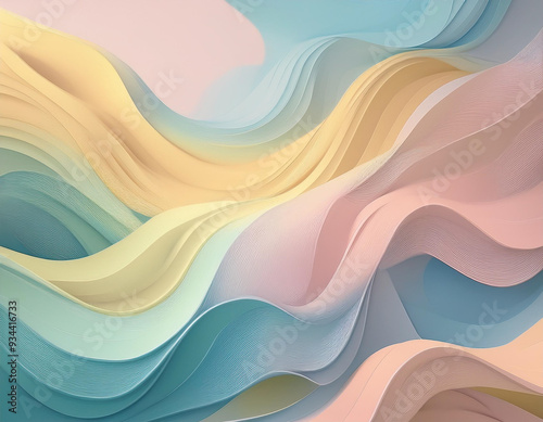 Pastel Soft Waves in Abstract Fluid Design Gentle, Calming Background with Flowing, Smooth Textures