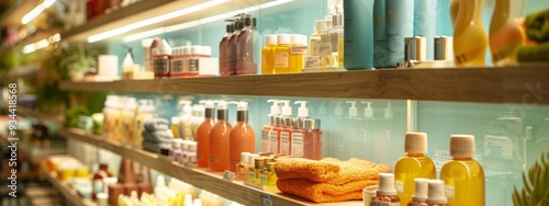 Well-lit store shelves filled with beauty and skincare products