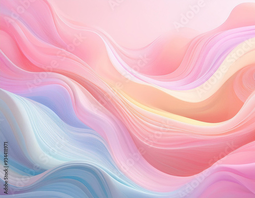 Pastel Soft Waves in Abstract Fluid Design Gentle, Calming Background with Flowing, Smooth Textures