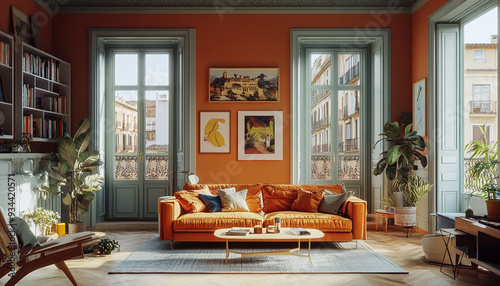 Colourful living room Spanish Revival Interior Design