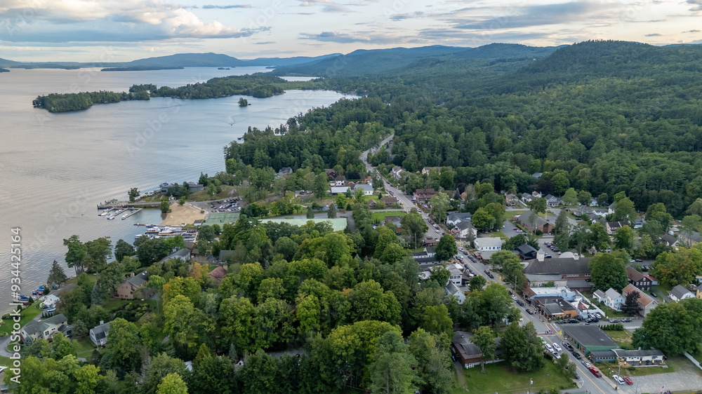 August 20 2024, Sunny afternoon summer aerial image of the area surrounding Bolton Landing, NY, USA and Lake George. August 20 2024, Sunny afternoon summer aerial image of the area surrounding Bolton Landing, NY, USA and Lake George.