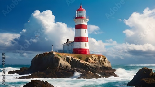 Coastal Lighthouse Tower Overlooking the Ocean with Scenic Shoreline