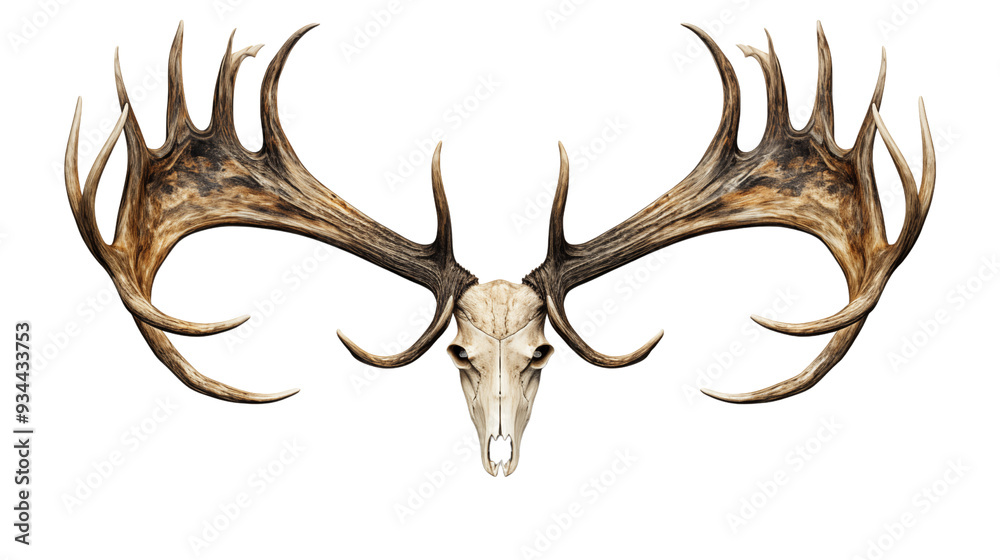 Naklejka premium Reindeer horns, isolated on transparent background.