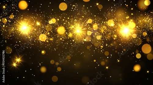 Golden Bokeh Background at Night With Sparkling Lights