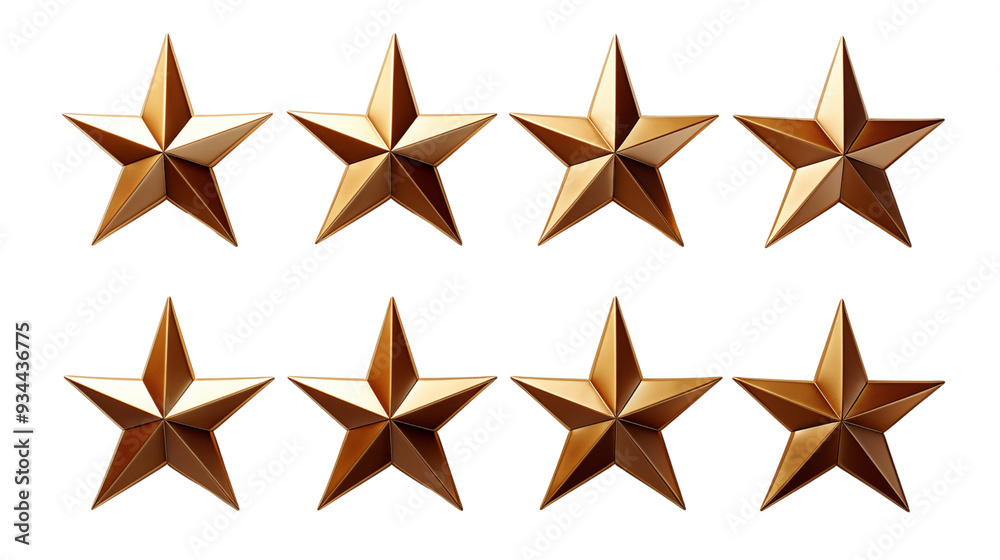 Set of 10 golden stars, isolated on transparent background. Set of 10 golden stars, isolated on transparent background.