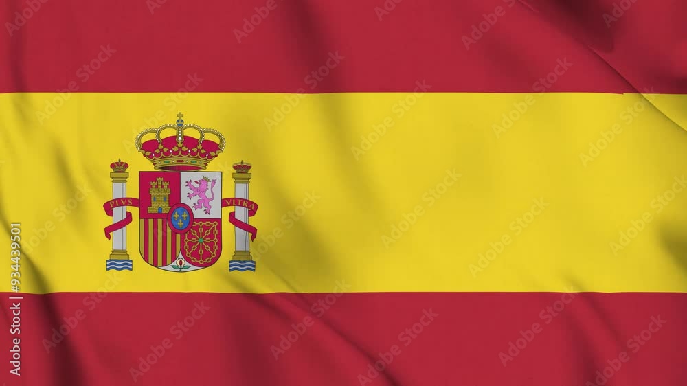 Waving Flag Of Spain Video Background Symbolizing Unity And Tradition 