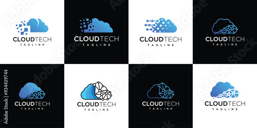 Collection of cloud technology logo templates