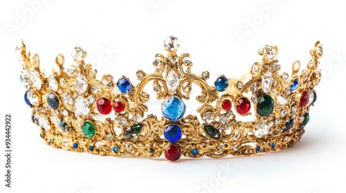 With a clipping path, an ancient crown is isolated on a white background