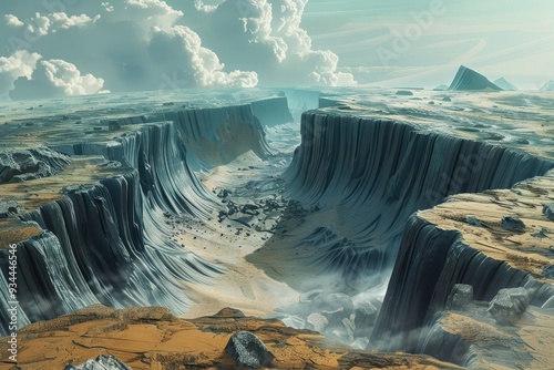 A Digital Illustration of an Alien Canyon