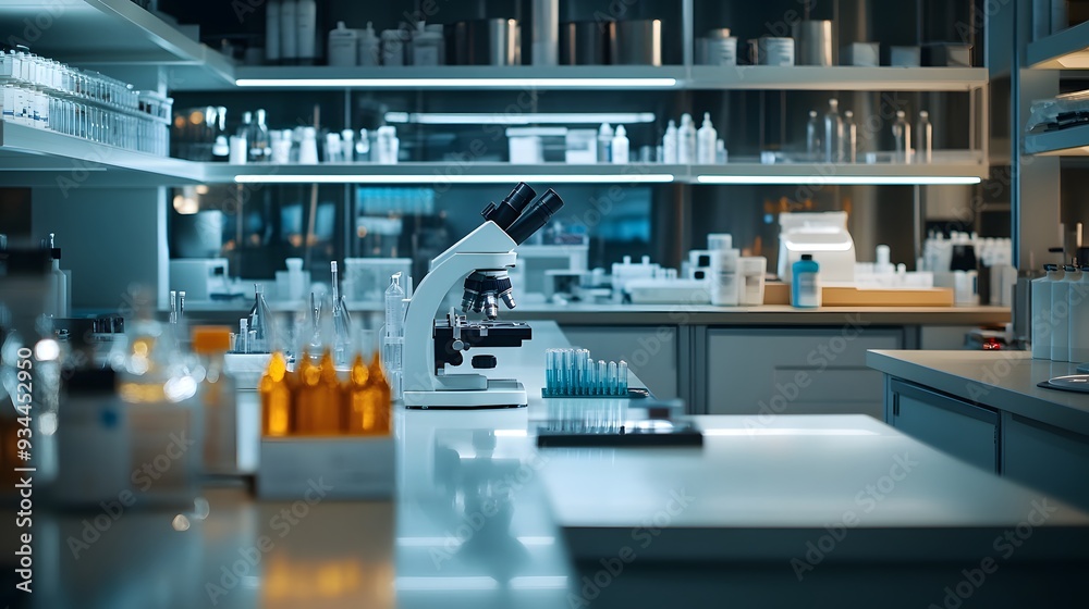 A shot of a laboratory with medical equipment like microscopes, test tubes, and centrifuges, showcasing the tools essential for medical research and diagnostics A shot of a laboratory with medical equipment like microscopes, test tubes, and centrifuges, showcasing the tools essential for medical research and diagnostics
