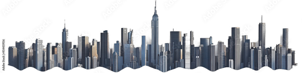 Fototapeta premium A cityscape with tall buildings seen from afar