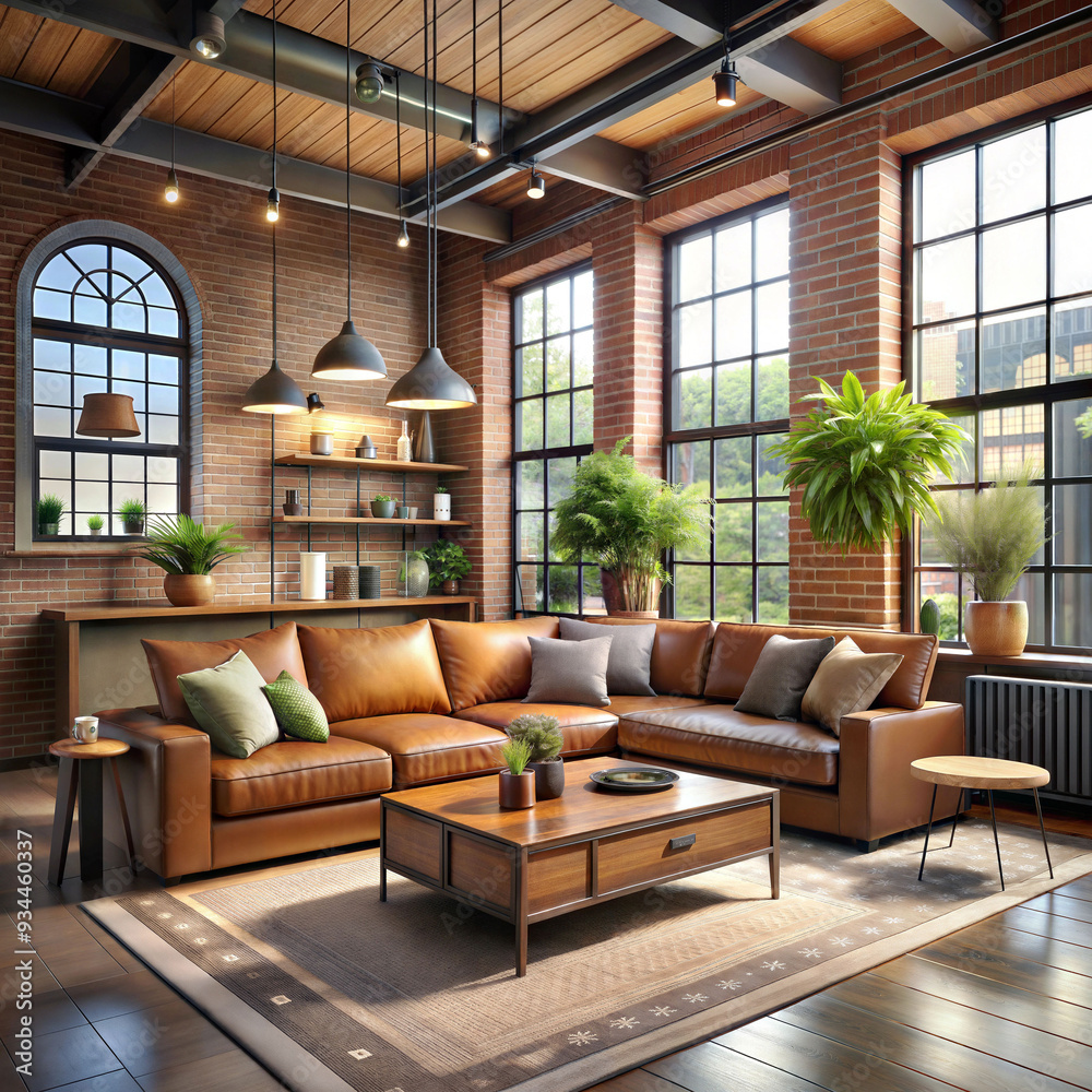 living room interior in loft industrial style living room interior in loft industrial style