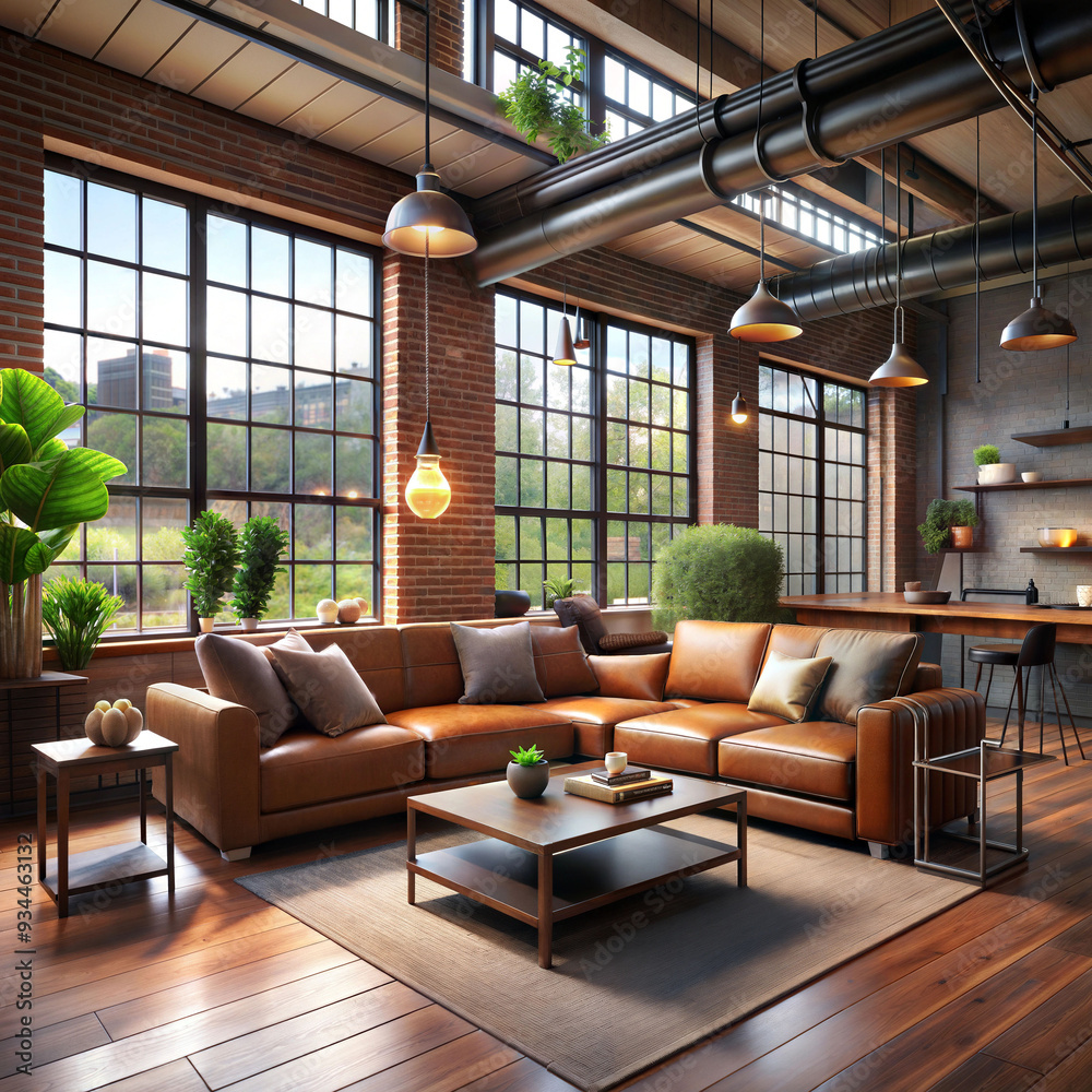 living room interior in loft industrial style living room interior in loft industrial style