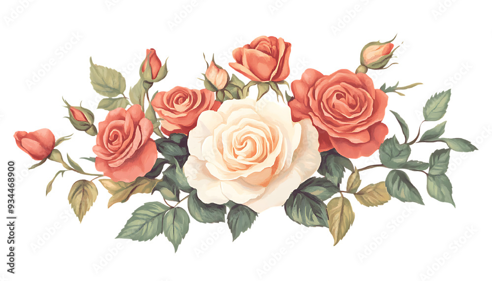 A vibrant bouquet of pink and white roses with lush green foliage. Perfect for wedding, romantic, or floral designs. A vibrant bouquet of pink and white roses with lush green foliage. Perfect for wedding, romantic, or floral designs.