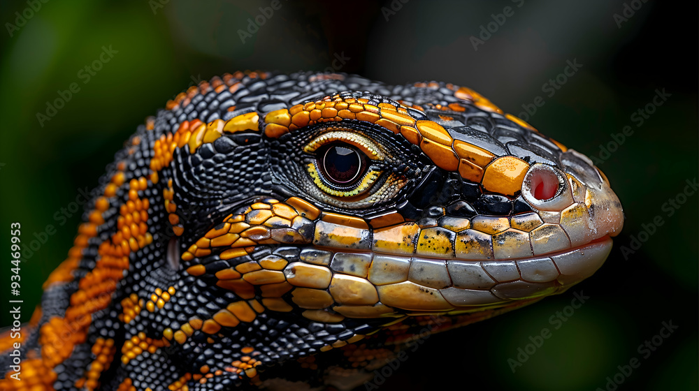 Amazon Tegu Lizard head, its eyes and scales detailed with a blurred background Amazon Tegu Lizard head, its eyes and scales detailed with a blurred background